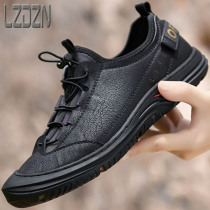 Casual Leather Shoes A foot pedal lazy person 2021 New wave shoes 100 hitch mens mens shoes bean-bean fashion light big code