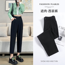 Haryncey Pants Womens Summer Slim Fit Slim Black Pants Loose West Pants Little Casual Straight Cylinder Smoke Tubes Pants