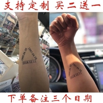   DIY tattoo stickers personality text Three birthday date numbers DIY to map customization Waterproof and long-lasting
