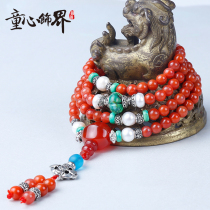 Childrens heart decorated with cool mountain Sichuan stock flame South red Manau bracelet 108 buddhare tomatoes red hands for men and women