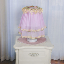 现代简约盖巾台布床头灯圆形蕾丝防尘罩卧室高档床头台灯盖布布艺