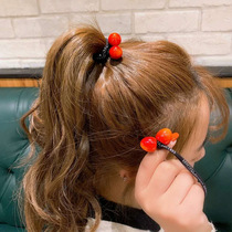 ins net red red cherry hair ring wild tie head rope leather band hair rope head flower Yiwu jewelry