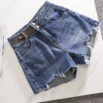 Denim Shorts Woman Han Version Loose Broadlegged Pants 2022 Spring New High Waist Fashion A Character Hair Side Display Slim Hot Pants