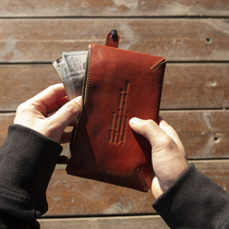 Real leather mens hands with Baotou layer Bull Leather Minimalist Fashion Multifunction Mobile Phone Bag Business Casual Hand Carry Bag Wallet