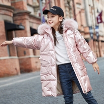  Next win childrens down jacket girls middle and long thick western style Korean white duck down 2021 middle and large childrens jacket