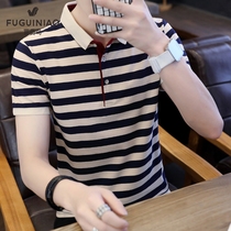 Fugui bird summer short sleeve t-shirt male pure cotton striped collar uplift fashion 100 hitch polo shirt men t-shirt