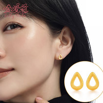 Kim Aili fashion stud earrings womens gold summer small fresh earrings 999 pure gold earrings 3D hard gold pure gold earrings