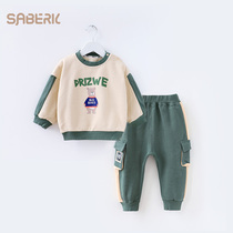 Small shell baby childrens clothing suit cotton spring autumn clothes mens baby coat girl sports two-piece set