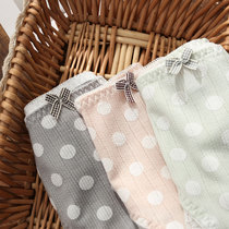 Polo point underwear female polka dot girl cute Japanese cotton crotch lace edge sweet girl mid-waist breathable shorts head