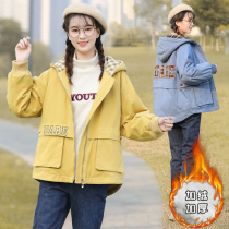  Winter girl thickened and velvet jacket cotton suit Korean version of high school student cotton suit small junior high school student winter quilted jacket