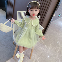 Girl dress spring and autumn foreign childrens skirt 2021 new autumn girl gauze dress autumn baby princess dress
