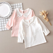 2022 Chun Han version of baby beating undershirt girl long sleeve undershirt child pure cotton white baby blouses foreign air inner lap