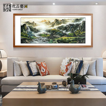  Running water makes money Living room decorative painting Sofa background wall landscape hanging painting Office Chinese creative landscape painting