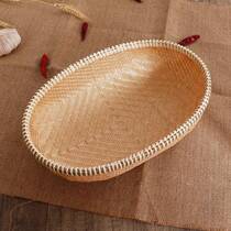 Bamboo woven product tray household round dustpan farmhouse basket handmade rice sieve kitchen storage steamed bread basket fine weaving