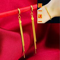 Chow Tai Fook Huanmei tassel 18K gold earrings 999 gold to send girlfriend three thread stud earrings jewelry ear