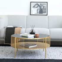 Simple modern ins Wind small apartment living room tempered glass table iron creative round light luxury Nordic coffee table