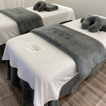 Boutique simple solid color beauty bed cover four-piece SPA bedding massage tattoo medical beauty bed cover custom logo