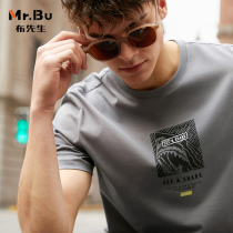 Mr Bu pure cotton round collar T-shirt men short sleeve summer new pure cotton loose black printed T-shirt GT01139