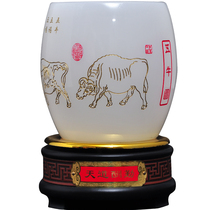 Glazed jade pen holder containing box swing piece office desktop teachers section creative personality customized business vendement gift