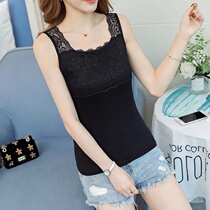 Spring and autumn plus fat plus size camisole vest fat MM200 kg inside students lace side wear base shirt Women