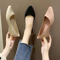 Fashionable womens pumps spring rain autumn flat jelly shoes pointed toe waterproof solid color casual work shoes
