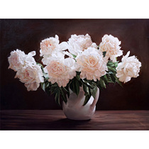 Xue Shoubin < flower opening rich and expensive > realistic cloth surface oil painting living room bedroom decorative painting collection pure hand painting