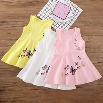 Girls summer clothes 2018 new solid color cotton western style skirt childrens clothing female tide childrens dress casual baby dress