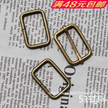 Inner diameter 25mm ancient bronze square button Japanese character buckle combined connection buckle handmade cloth art DIY luggage with accessories accessories