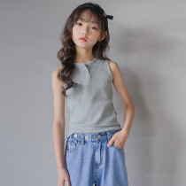 Girls sleeveless T-shirt summer new Korean version of casual sports cotton vest versatile personality medium and large childrens tops