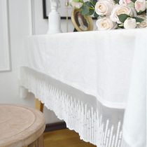 White tablecloth dressing table European Princess desk ins style student retro court French dining cloth tablecloth custom