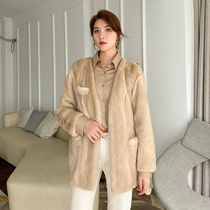 Imported European and American Haining new mink coat female fur coat whole Sable fashion young medium long fur lace