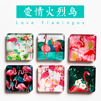 Love Flamingo refrigerator stickers creative Nordic decorative stickers tile square hipster cartoon magnetic stickers custom