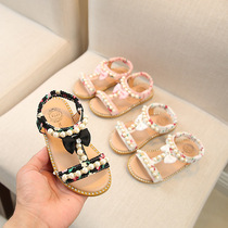 2021 summer new Korean version of childrens sandals girl princess middle childrens beach shoes 7 middle childrens 6 baby 4-year-old 5