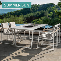 Outdoor open-air table and chairs outdoor hotel Villa Garden Courtyard Minima Casual Balcony Terrace Iron Art and chairs Composition