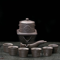 DeHua Automatic Purple Sand Tea Set Kung Fu Tea Set Business Gift Set Lazy Graphite Customized Gift Ceramics