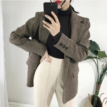 Small blazer womens 2021 spring and autumn Korean version of the new chick thousand bird grid British style thin hair suit women
