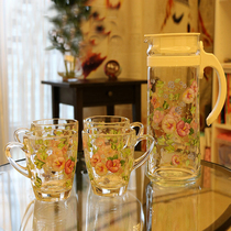 Korean decor thickened glass water cup kettle set Heat-resistant and cold-resistant kettle One pot of four cups can pour boiling water