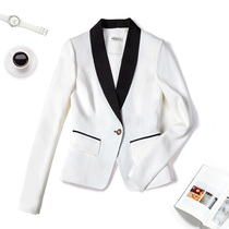 Black and white stitching small suit jacket womens short fashion temperament self-cultivation socialite style suit jacket spring and autumn