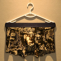 Ice silk underwear mens ultra-thin boxer pants summer youth cartoon print cool breathable mid-waist boxer shorts head