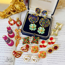 Atlantic Vintage American Jewelry Enamel Gold Plated Zircons Delicate Earrings Vintage Palace Temperament small crowdsourced