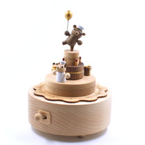 Taiwan Jeancard Senhuo Wooden Rotating Music Box Eight Tone Fun Bear Cake Creative Valentine's Day Fashion