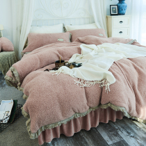 Thickened lamb Velvet crystal velvet bed four-piece coral velvet winter warm short plush double-sided flannel sheets
