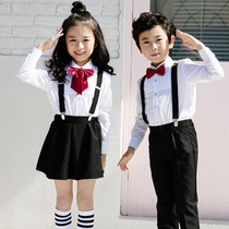 61 Primary and secondary school students performance clothing Childrens dress suit Boys and girls recitation chorus performance clothing bib pants