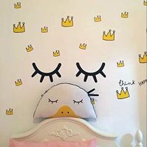 Nordic ins Wind crown pattern girls childrens room bedside layout room wall decoration wall sticker