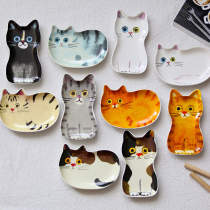 Japanese creative super cute station cat party party cat seasoning dish single M nette ceramic small dish Sushi Sauce dish