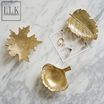 ladylike modern simple alloy ashtray Sycamore ginkgo leaf gold jewelry storage ring tray ornaments