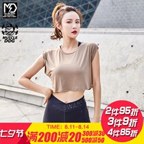 Muscle dog thin breathable stretch short sports fitness top yoga running loose blouse short-sleeved T-shirt women