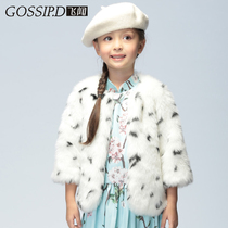 Autumn Winter Thickened warm children Long sleeves Princess Skirt Fur Short Coat Small Shawl Jacket Girl Plush Jacket