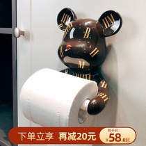 Nordic trend creative bathroom ornaments tissue box cute roll paper tube towel rack roll paper holder gift-free punching