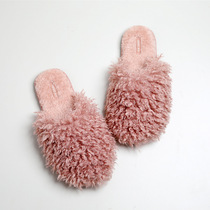 58) Autumn and winter new simple warm plush slippers Rubber sole non-slip waterproof indoor home slippers